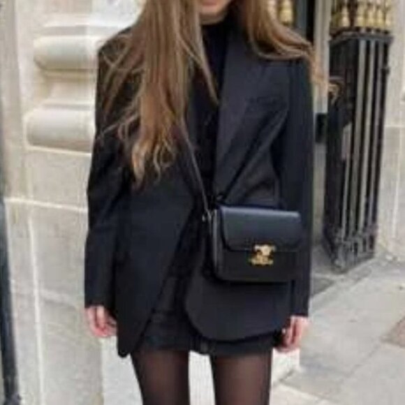 Double Breasted Lapel Neck Blazer black - Picture 7 of 16